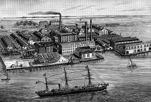 India Rubber, Gutta Percha & Telegraph Works Company fabriek, Silvertown, Londen, 1887