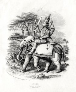 Indra, de Hindoe god van het licht, 19e eeuw door Unbekannt