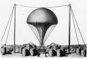 Opblazen van een waterstofballon, 1845