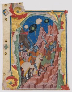 Initiaal A met de slag van de Makkabeeën, Italiaans, ca. 1360-70 door Unbekannt