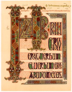 Beginpagina van de Lindisfarne-evangeliën, laat 7e of begin 8e eeuw door Unbekannt