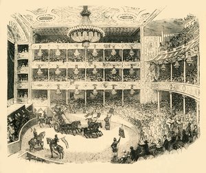 Interieur van Astleys Amfitheater in 1843, ca. 1878 door Unbekannt