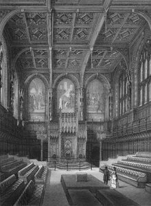 Interieur van het House of Lords, Palace of Westminster, Londen, c1878