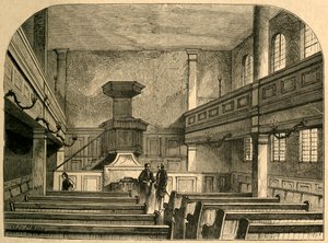 Interieur van de Moravische Kapel in Fetter Lane