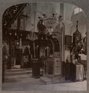 Interieur van de synagoge waar Christus predikte, Nazareth, ca. 1900 door Unbekannt