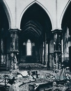 Interieur van de Temple Church na de brand
