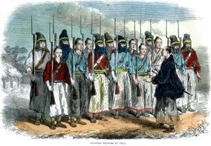 Japanse soldaten bij oefening, 1864