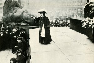 Jennie Baines spreekt op Trafalgar Square, 1908, 1947 door Unbekannt