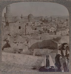 Jeruzalem vanuit de school over de moskee, met zicht op de Toren van Antonio, ca. 1900