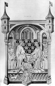 John Talbot, Graaf van Shrewsbury, presenteert een boek aan Margaretha van Anjou, ca. 1445, 1910 door Unbekannt