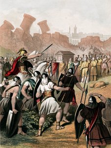 Jozua spoort zijn leger aan buiten de muren van Jericho