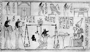 Oordeel van de Doden, uit de Tempel van Deir-el-Bahari, Egypte, ca. 1025 v.Chr. 1936 door Unbekannt