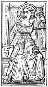 Gerechtigheid, tarotkaart, 14e eeuw, 1870