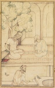 Kabir en Twee Volgelingen op een Terras, ca. 1610-1620 door Unbekannt