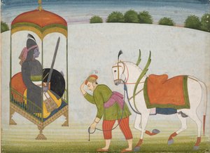 Kalki Avatar, de Toekomstige Incarnatie van Vishnu: Pagina uit een Verspreid Manuscript door Unbekannt
