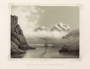 Kåfjord in Finmark. Illustratie uit het boek Noorwegen voorgesteld in tekeningen door Asbjørnsen, P.Chr. Uitgegeven door Chr. Tønsberg (Noorwegen 1848)