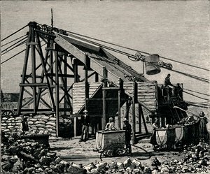 Kimbereley Diamantmijn: apparaat voor het opheffen van de diamantdragende aarde, 1896 door Unbekannt