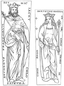 Koning Clotaire II 584-629 en Bertude 575-604, 12e eeuw 1849 door Unbekannt