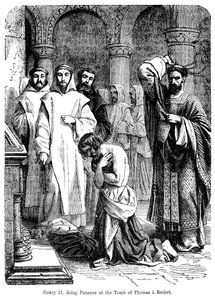 Koning Hendrik II doet boetedoening bij het graf van Thomas a Becket, Canterbury Cathedral door Unbekannt