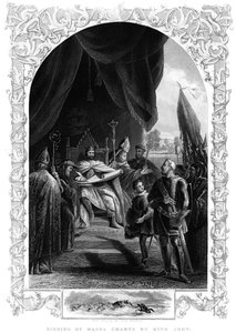 Koning Jan 1167-1216 ondertekent de Magna Carta in Runnymede, 1215 door Unbekannt