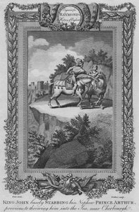 Koning Jan steekt zijn neef Prins Arthur laf neer, voordat hij hem in zee gooit, c1787 door Unbekannt