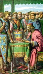 Koning Jan ondertekent de Magna Carta in Runnymede, Surrey, 15 juni 1215