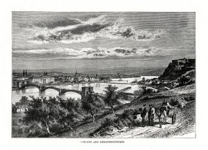 Koblenz en Festung Ehrenbreitstein, Duitsland, 1879 door Unbekannt