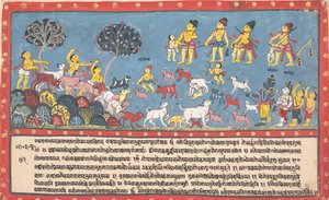 Krishna, Balarama en de herders... uit een verspreide Bhagavata Purana..., 1800-1825