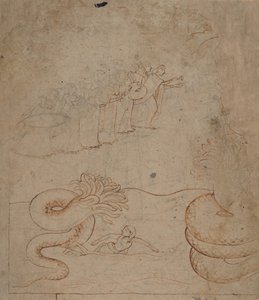 Krishna onderwerpt de slang Kaliya in de Yamuna-rivier, ca. 1780 door Unbekannt