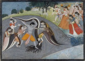 Krishna die Kaliya, de Slangendemon, Onderwerpt: Folio uit een Bhagavata Purana Serie, ca. 1785