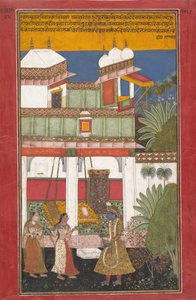 Krishna en Radha, pagina uit een verspreide Rasikapriya door Unbekannt
