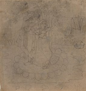 Krishna en Radha Staand op een Lotus, late 19e-begin 20e eeuw door Unbekannt