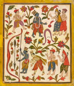 Krishna en de Boog, folio 24 uit de Tula Ram Bhagavata Purana door Unbekannt
