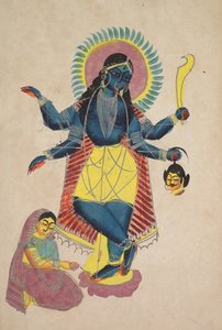 Krishna als Kali aanbeden door Radha, 1800s door Unbekannt
