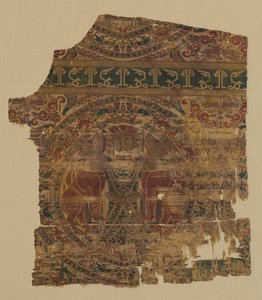 Lampas met leeuwenstrijder, van een dalmatiek van Sint Bernard Calvo, 1200-1243