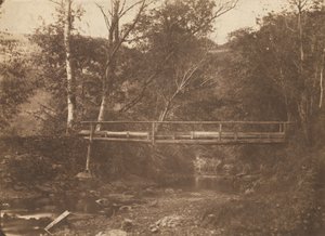 Landschap met bomen en brug door Unbekannt