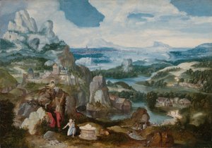 Landschap met de boetvaardige Sint Hiëronymus door Unbekannt