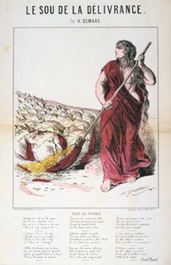 Le Sou de la Delivrance karikatuur en liedblad, Frans-Duitse Oorlog, 1870-1871