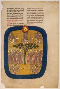 Blad uit een Beatus Manuscript: Engelen Bedwingen de Vier Winden..., ca. 1180