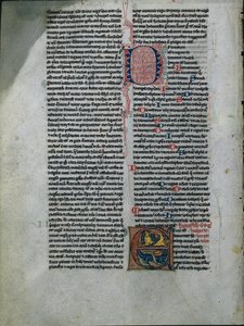 Blad uit een Bijbel: Initiaal E: Verstrengelde Leeuwen en Slangen