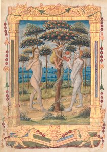 Blad uit een Getijdenboek: Adam en Eva en de Val van de Mens (recto)