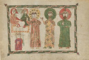 Blad uit een Evangelieboek met vier staande evangelisten, Armeens, 1290-1330