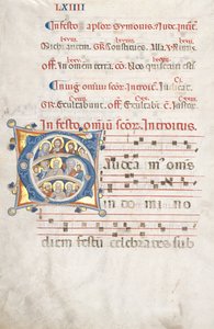 Blad uit een Graduale: Initiaal G met Christus, de Maagd en Apostelen, ca. 1300 door Unbekannt