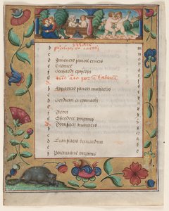 Blad uit een Psalter en Gebedenboek: Kalenderpagina met werkzaamheden (verso) door Unbekannt
