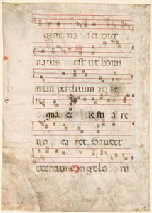 Blad uit een Antifonarium: Muziek verso, vroege 1300s door Unbekannt