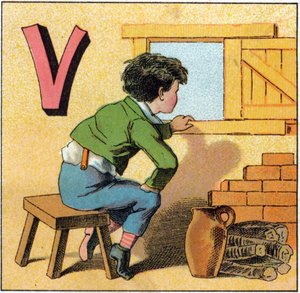 Letter V als vasistas (uit Alphabet des petits ecoliers) door Unbekannt