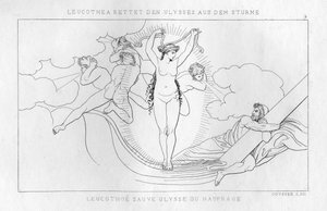 Leucothea, de zeegodin, redt Odysseus in de storm, ca. 1833 door Unbekannt