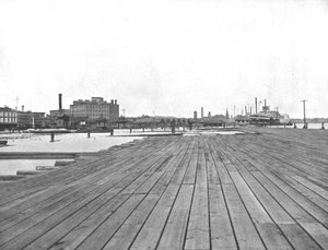 Levee en stoombootlanding, New Orleans, Louisiana, VS door Unbekannt