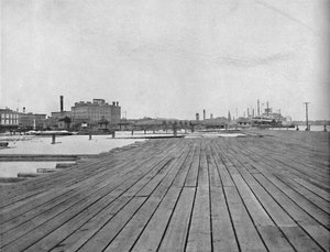 Levee en stoomboot aanlegplaats, New Orleans, ca. 1897 door Unbekannt