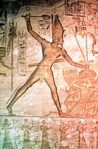 Kalkstenen reliëf uit de Tempel van Ramses II, Abu Simbel, Egypte, 13e eeuw v.Chr. door Unbekannt